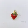 Vergulde rode emaille aardbeihanger met groene zirkoon voor handgemaakte DIY sieraden - Rode Aardbeistijl (Model F)