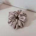 Elegant fabric hair scrunchie for women, soft satin ponytail holder daily hair accessory. - Khaki