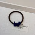 Lindo coletero de perro azul, cinta marron elastica, variante de soporte de cola de caballo - Perro Negro