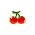 Cute cherry enamel brooch pin, gold plated metal fashion clothing bag accessory badge - Cherry Shape (CZ2482)
