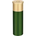 Aluminum alloy shotgun shell shape waterproof storage container keychain, green and gold design. - Green