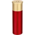 Close-up detail of the aluminum alloy bullet pill container, showing cap and seal. - Red