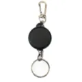 Black retractable badge reel with metal carabiner and keyring for id cards and keys secure - Football Retractable Badge Reel / Black