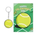 Tennisball Acryl Schlüsselanhänger und Valentinstag Grußkarte Set für Schulkinder. - Tennisball