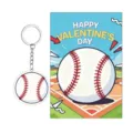 Niedlicher Baseball Schlüsselanhänger und Valentinstag Grußkarte Set für Kinder Party Geschenke. - Baseball