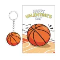 Basketball Acryl Schlüsselanhänger und Valentinstag Grußkarte Set für Schulkinder Geschenk - Basketball