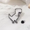 Cute pixel dinosaur enamel pin alloy cartoon white dino brooch badge for bags and clothes - Pixel Dinosaur (CZ0072) / White