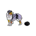 Geometrische Australischer Schäferhund Emailliernadel Collie Anstecknadel Schmuck - Schäferhund Form (CZ1206) / Lila Und Weiß
