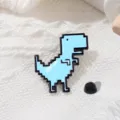 Blue Pixel Dinosaur Enamel Pin Cute Cartoon Animal Brooch Badge for Backpack Clothes - Pixel Dinosaur (CZ0072) / Blue