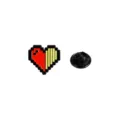 Pixel heart enamel brooch pin, retro gaming lapel pin badge for backpack and clothes. - Yellow Style (CZ1069-2)