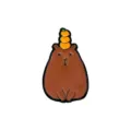 Niedliche Capybara Metall Emaille Anstecknadel mit Orange, perfekt für Rucksack und Kleidung. - Süßer Stehender Posenstil (CZ0488-3)