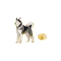 Geometrische Husky Hund Emaillierte Brosche Pin, Legierung Revers Abzeichen für Kleidung. - Husky Form (CZ1203) / Schwarz Weiß
