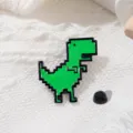 Green pixel dinosaur enamel brooch pin badge for clothing and bag accessories cute gift - Pixel Dinosaur (CZ0072) / Green