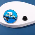 Spilla smaltata orso polare balena ambientale, distintivo in metallo eco attivista. - CZ0119-2