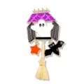 Halloween Ghost Broom Enamel Pin Cute Cartoon Bat Brooch Festival Party Jewelry Gift - Ghost House Broom Style