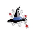 Halloween Witch Hat Brooch Enamel Pin with Blue Glitter and Red Star Dangle For Women - Witch Wizard Hat Style