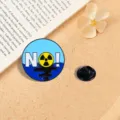 Runde Emaille Anstecknadel Blaue Radioaktiv NO Design Süße Metall Brosche für Rucksack - NO Strahlung Stil (CZ0402) / CZ0402