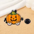 Broche émail de citrouille d'Halloween chariot mignon insigne en métal pour fête déco. - Style Carrosse Citrouille (CZ0181-5)