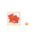 Broche de solapa de esmalte de sello de dragón del zodiaco chino insignia de metal - Rojo