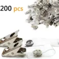 200 pcs metal badge clips with clear straps, durable id card holder clips for office use - Metal Dual Hole Badge Clip