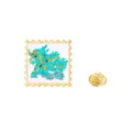 Broche esmaltado de dragon chino diseño de sello vintage insignia de metal joya - Azul