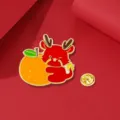 Süße Cartoon Emaillierte Anstecknadel Metall Brosche Tier Orange Abzeichen Kleidung Rucksack - Tier umarmt Orange