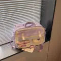 Large capacity purple travel bag multi pocket casual handbag lightweight commuter shoulder bag - Purple