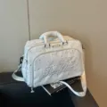 White star pattern travel duffel bag, portable large capacity shoulder bag for women. - White