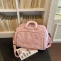 Pink travel duffel bag large capacity shoulder bag with star pattern for women travel. - Pink