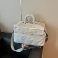 Light grey travel duffel bag, cute lace trim with purple cloud embroidery, large capacity. - Grey Cloud