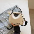 Elegante bolso cruzado de concha blanca para mujer, bolso de hombro de cuero PU con asa superior. - Empalme Blanco y Negro