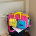 Borsa da viaggio colorata blocco di colore grande capacita borsa casual da donna. - Rosa intenso