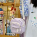 Summer Japanese style small crossbody bag for women, multi-pocket casual shoulder phone bag. - Purple