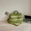 Green travel duffel bag with lace trim and cute embroidery, spacious overnight gym bag. - Green Cloud