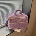 Large capacity purple travel duffel bag with lace trim and cute embroidery, ideal for gym or trips. - Purple Cloud