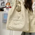 Casual canvas tote bag for women, lightweight and versatile single-shoulder shopping bag. - Off White