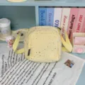 Cute yellow crossbody bag for girls with silver stars pattern, casual lightweight shoulder bag. - Yellow