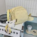 Cute yellow star shoulder bag variant with fluffy plush charm, lightweight casual crossbody bag. - Yellow with Pendant