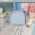 Cute star print crossbody bag for women, lightweight casual shoulder bag with plush charm. - Blue with Pendant
