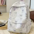 Japanese style sweet bow print student backpack, large capacity casual daypack for teens. - L / Purple
