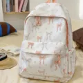 Japanese style sweet white backpack with pink bow floral print for school travel casual use - L / Orange