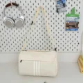 Casual large canvas shoulder bag, lightweight sports travel messenger bag with multi stripe. - Regular Fit / Off White