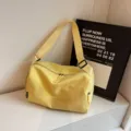 Casual yellow large capacity travel shoulder bag, portable gym sports crossbody luggage bag for women. - Yellow