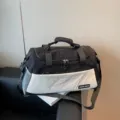 Black and white travel duffel bag, large capacity gym bag for sports and short trips. - Black