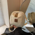 Petit sac à dos décontracté en nylon, sac coquillage minimaliste, sac bandoulière portable beige. - Blanc Cassé