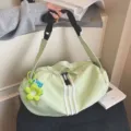 Light green large capacity duffel bag, casual sports fitness travel messenger bag style. - Green with Sunflower Pendant