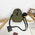Green nylon mini crossbody bag with adjustable strap and casual outdoor style for daily. - Army Green