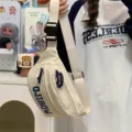 Canvas fanny pack casual sling bag off white chest bag for women with adjustable strap. - Off White