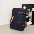 Donkerblauwe sportrugzak met rode ritsen, grote outdoor reis- en fitness-rugzak voor dagelijks. - Blauw