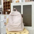Lightweight pink casual backpack for women, solid color daily school bag for travel and daily use. - S / Pink Small